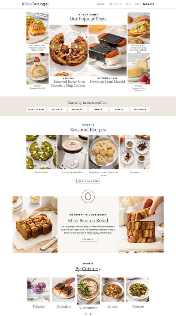 Takes Two Eggs WordPress Website