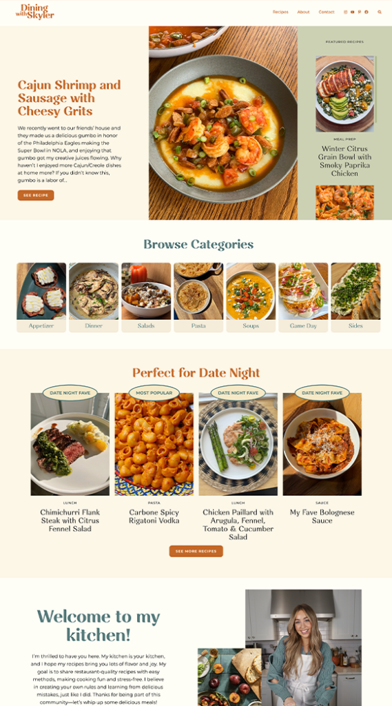 Dining With Skyler Custom Food Blog WordPress Theme