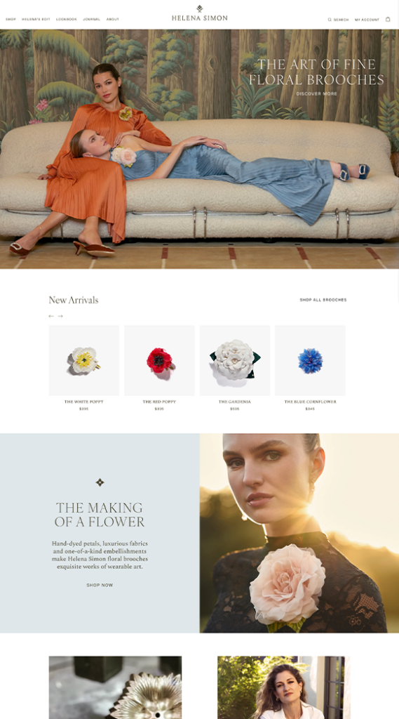 Helena Simon Custom Shopify Site
