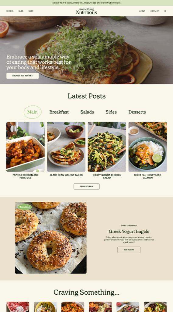 Something Nutritious Custom Food Blog WordPress Theme