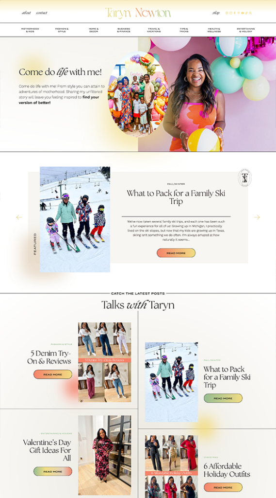 Taryn Newton Custom WordPress Theme