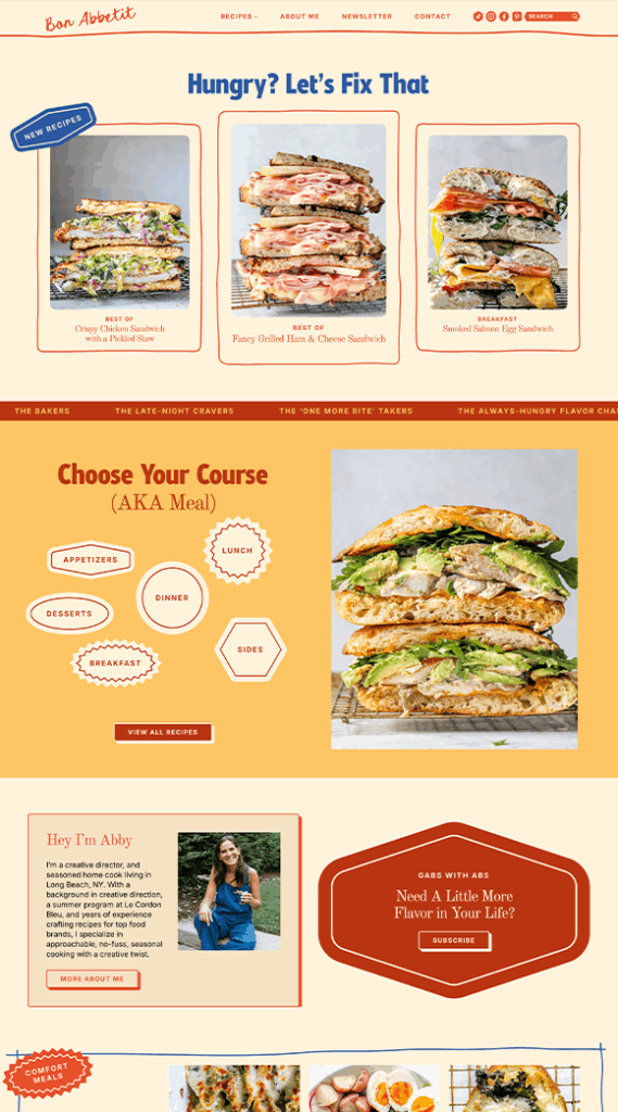 Bon Abbetit Custom Food Blog WordPress Site