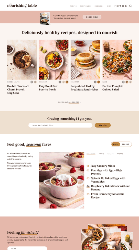 Our Nourishing Table Custom WordPress Theme